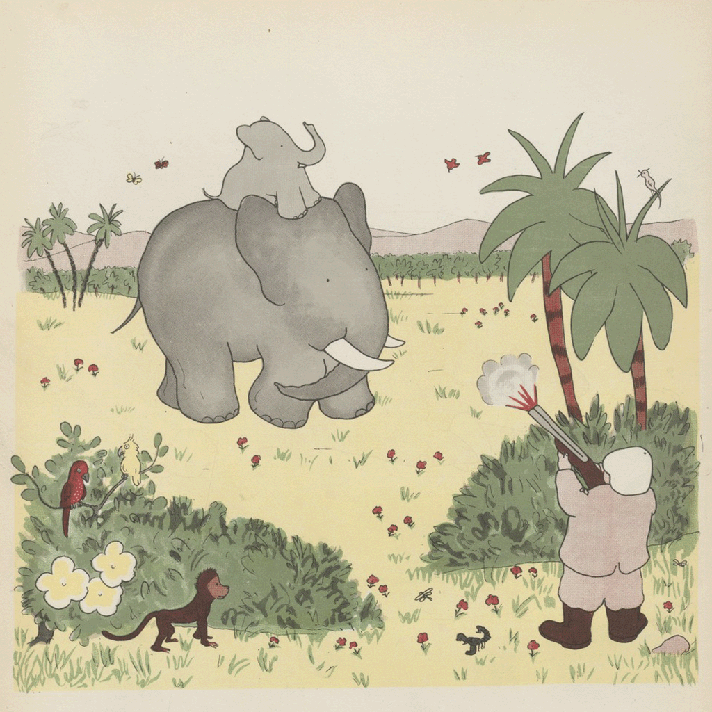 Jean de Brunhoff, Histoire de Babar, le petit éléphant (Paris: Editions du Jardin des Modes, 1931), 6. https://gallica.bnf.fr/ark:/12148/bpt6k96582907